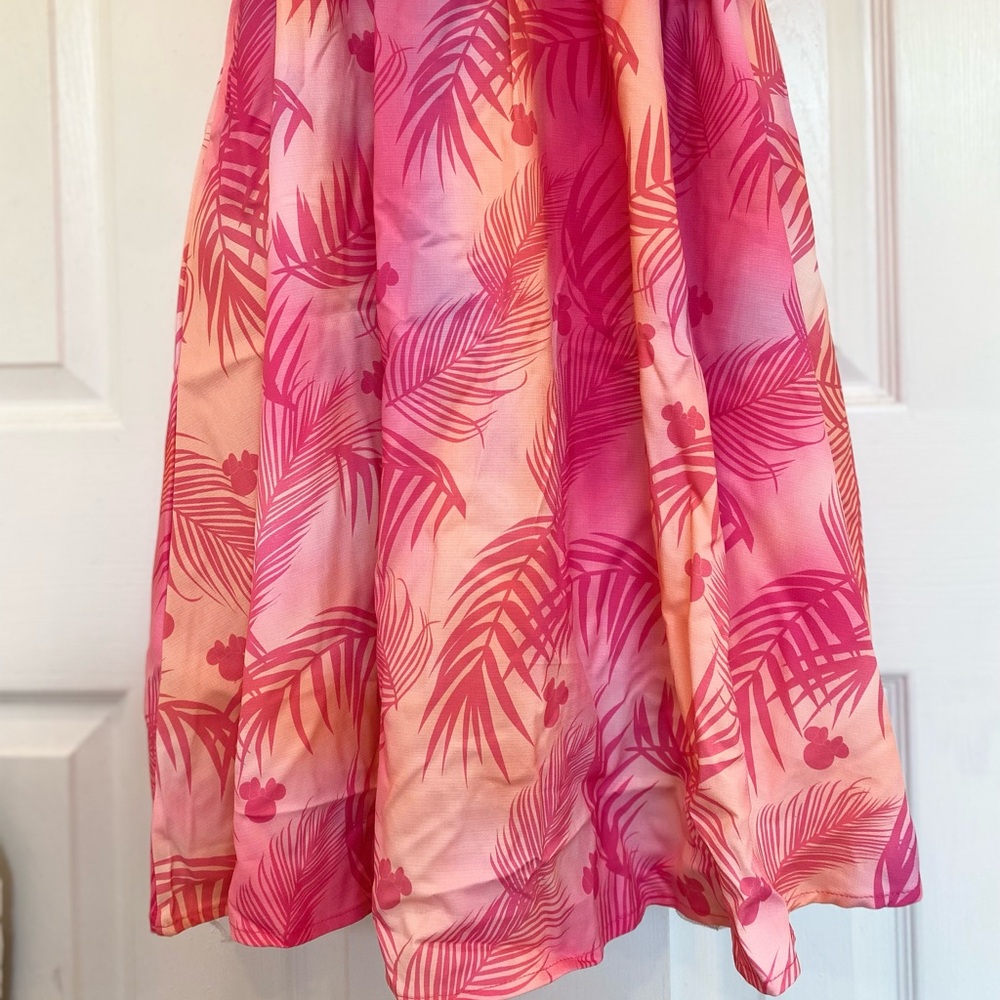 Women Disney Mickey and Friends Tropical Style Sleeveless Pink Dress w Belt Set - Picture 10 of 11